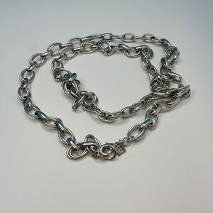 Chic Orange Scarf with Silver Chain Detail